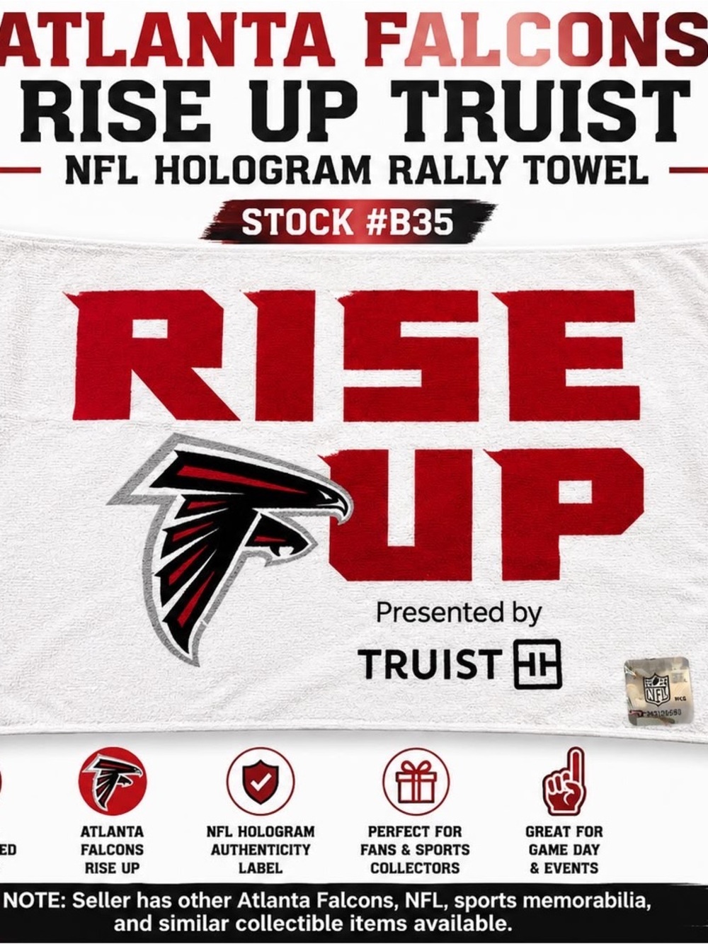 Atlanta Falcons Rise Up Truist NFL Hologram Rally Towel Stock #B35